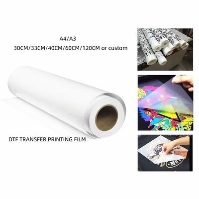 Wodaodporna folia DTF 30CM*100M Dwustronna Matte White Ink Printing Film dla naturalnych i miękkich kolorów