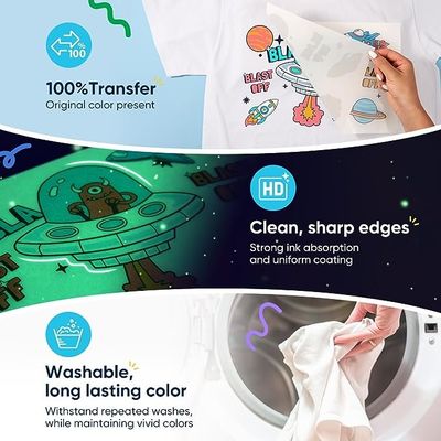 60cm DTF Glow in the Dark Transfer Paper Film Film A3 Film do transferu ciepła do PET Film Transfer do aplikacji odzieżowych