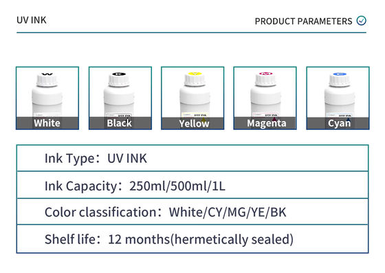 CMYKW V UV Light Curing Method LED Ink Kompatybilny z głowicami drukarskimi DX5 DX7 XP600 TX800